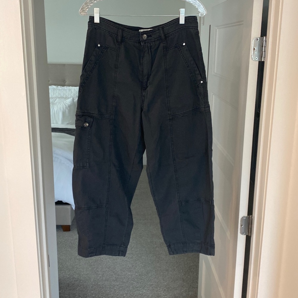 Anthropologie Utility Cargo Leg Pants, Washed black soft fabric